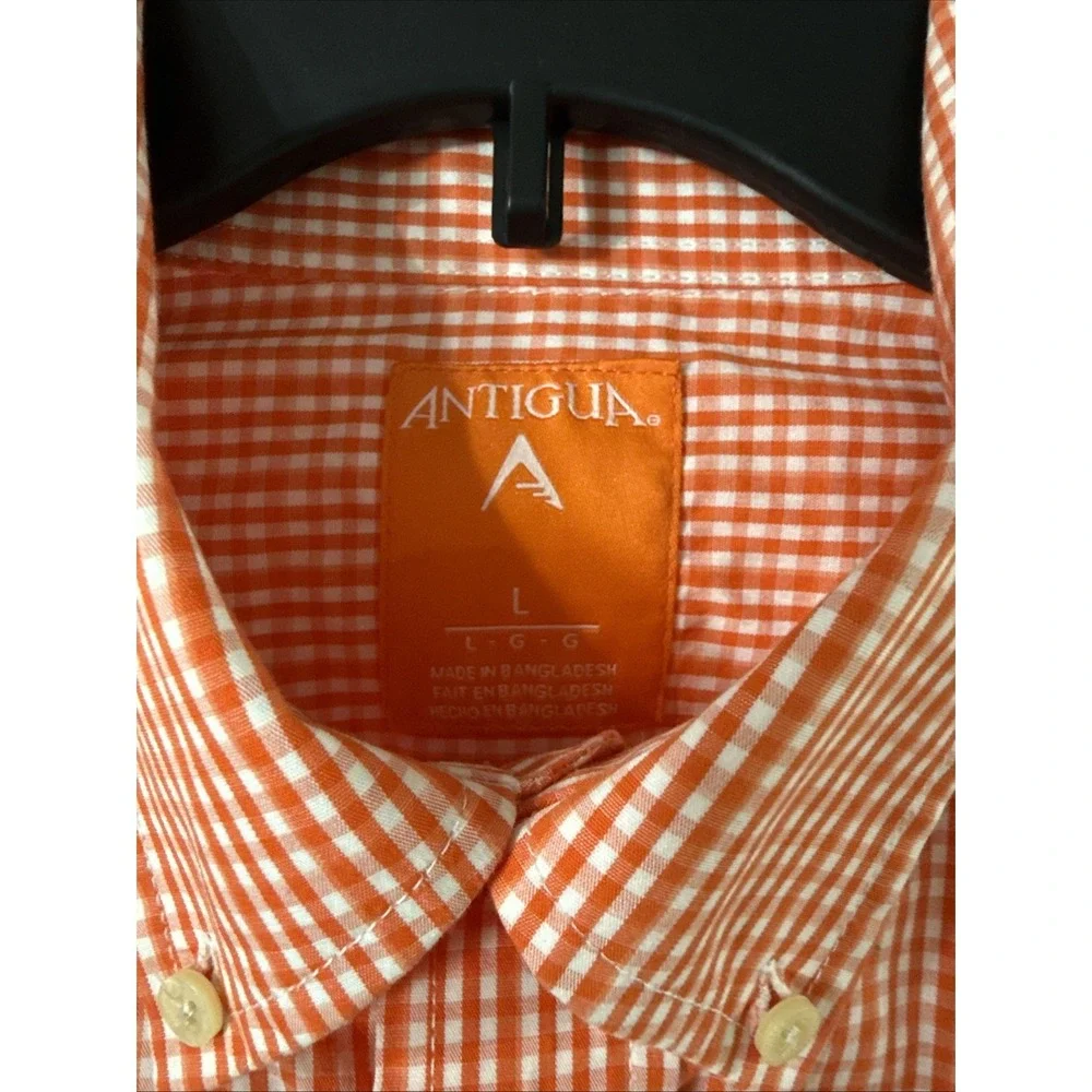 Clemson Tigers Men's Size Large Orange Gingham Button-down Shirt Embroidered Paw - Picture 3 of 6